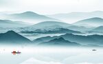 现代 山水中式背景 Tif分层