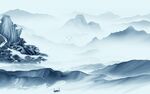 现代 中式背景山水 tif分层
