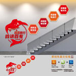 四讲四有楼梯党建文化墙