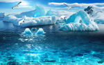 冰川大海雪景壁画