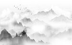 烟雨朦胧山水背景墙
