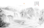 中式水墨山水画