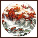 国画旭日东升山水画