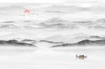 国画山水背景墙