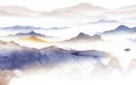 简约 中式新款山水 tif分层