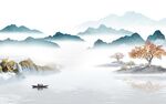 爆款 客厅电视山水 Tif分层