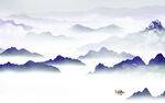 蓝色 高清现代山水 TIF分层