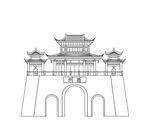 酉州古城矢量图
