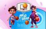 3D立体卡通篮球壁画设计背景墙