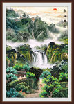 国画泰山日出山水风景画