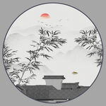 墨竹山水装饰画