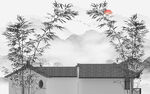 墨竹山水背景墙