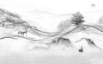 意境 清晰灰色山水 Tif分层