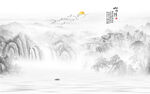 新中式水墨山水墙画