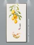 新中式手绘柠檬水果装饰画