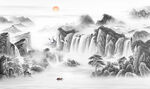新中式水墨山水背景墙