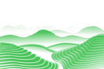 茶山云雾绿茶瀑布梯田山水矢量图