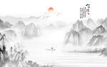 中式水墨山水壁画背景墙
