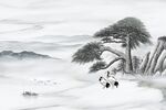 迎客松山水画