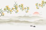 满庭芳花鸟背景墙
