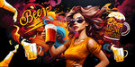 美女啤酒文化壁画背景墙装饰画