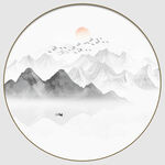 圆形抽象山水画