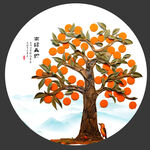 发财树高清圆形挂画装饰画