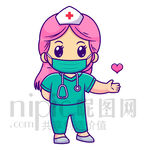 可爱卡通女护士插画素材