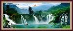 瀑布山水风景画