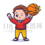 可爱卡通小男孩打篮球街球