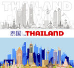 泰国地标建筑矢量插画图片