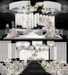 韩式线帘白紫色水晶婚礼