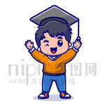 可爱卡通博士小男孩