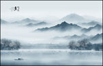 中国风水墨意境山水风景背景