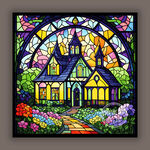 教堂蒂凡尼彩绘彩晶染色玻璃图案