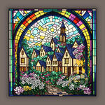 教堂蒂凡尼欧陆风情彩绘玻璃图案