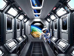 空间站太空舱宇宙星球背景