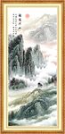 国画山水风景画瀑布玄关财源广进