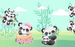 卡通可爱熊猫壁画背景墙