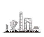 苏州地标建筑江苏苏州城市剪影