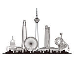 天津地标建筑城市剪影