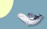 海豚鲸鱼月亮