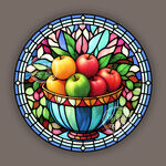 蒂凡尼彩绘餐厅主题水果玻璃图案