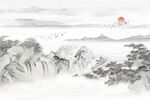 中式山水背景墙