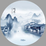 圆形山水画