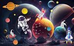 卡通太空人背景墙