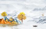 新中式山水背景墙