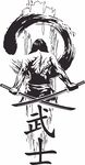 武士素材人物黑白图案 