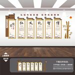 儒家五常国学文化墙展板