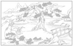 白描古建图 